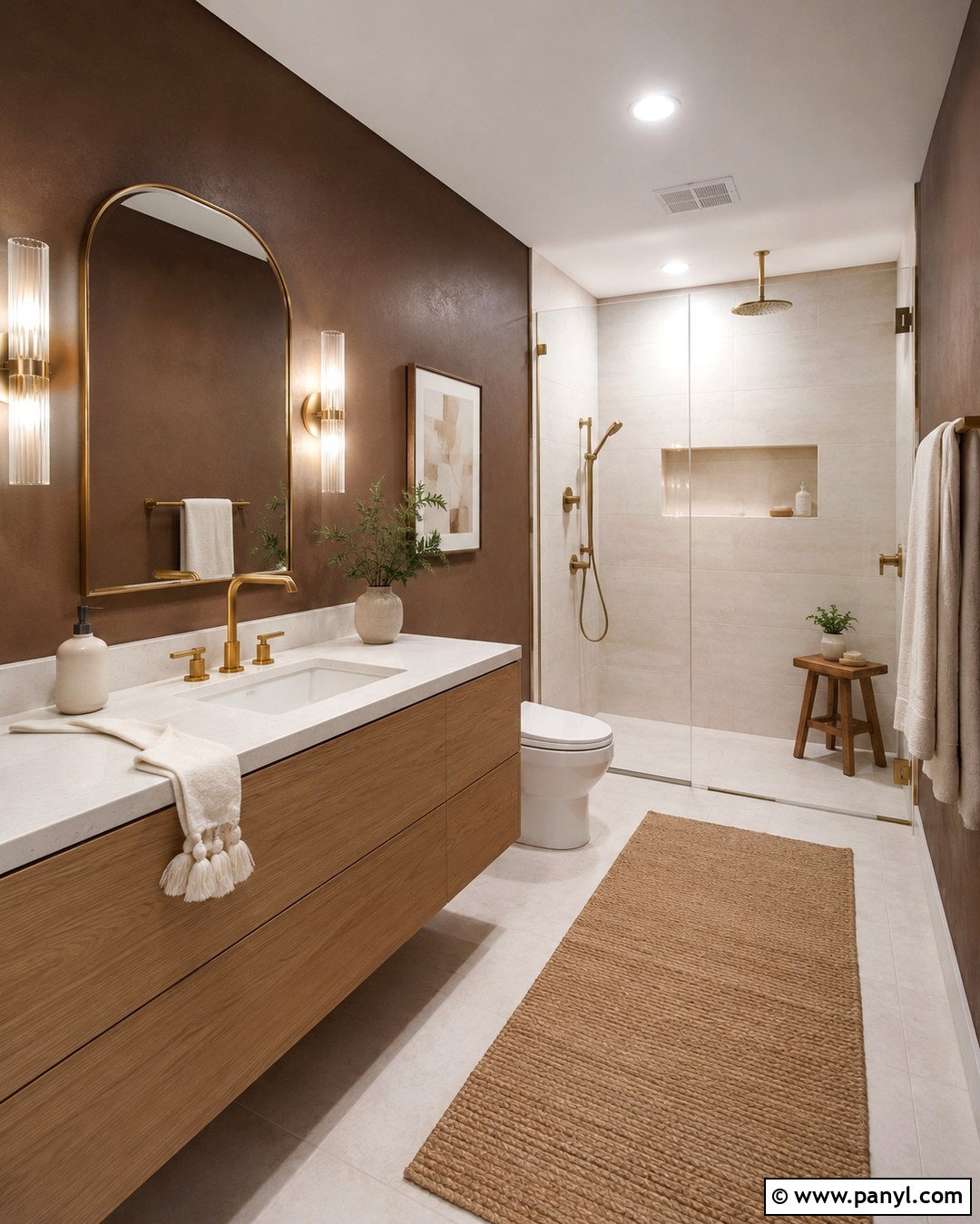 Mocha Brown Bathroom With Cream Tile - 20 Mocha Brown Walls