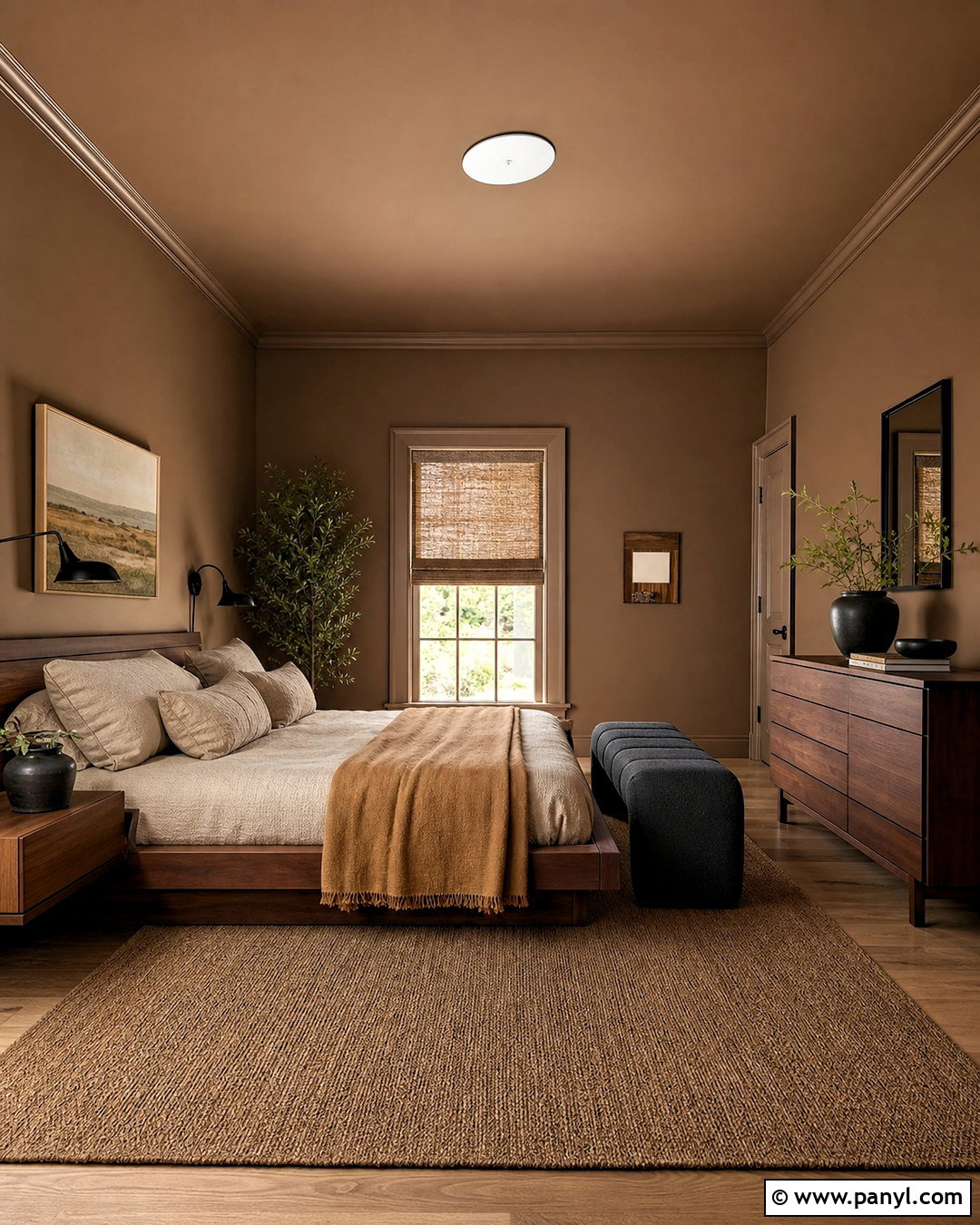 Mocha Brown Color-Drenched Bedroom - 20 brown paint bedroom ideas
