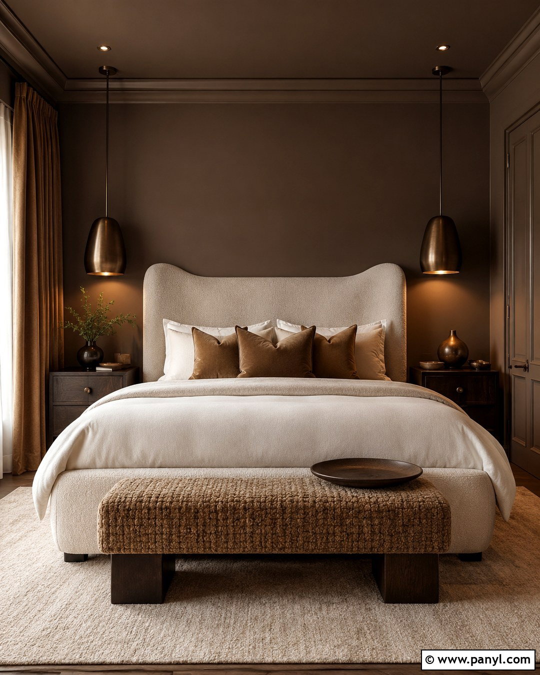 Mocha Brown Color Drenched Bedroom - 20 Mocha Brown Walls