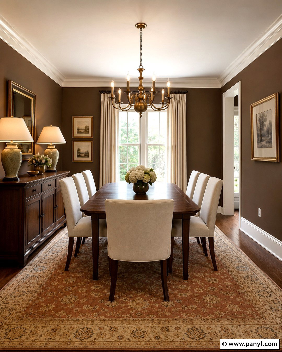 Mocha Brown Dining Room With Walnut Furniture - 20 Mocha Brown Walls