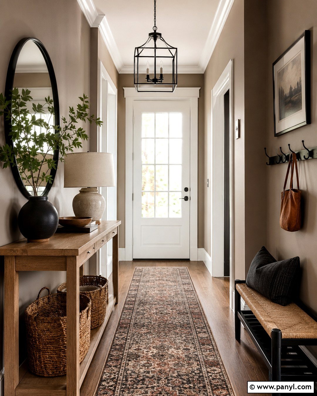 Mocha Brown Entryway With Oak Console - 20 Mocha Brown Walls