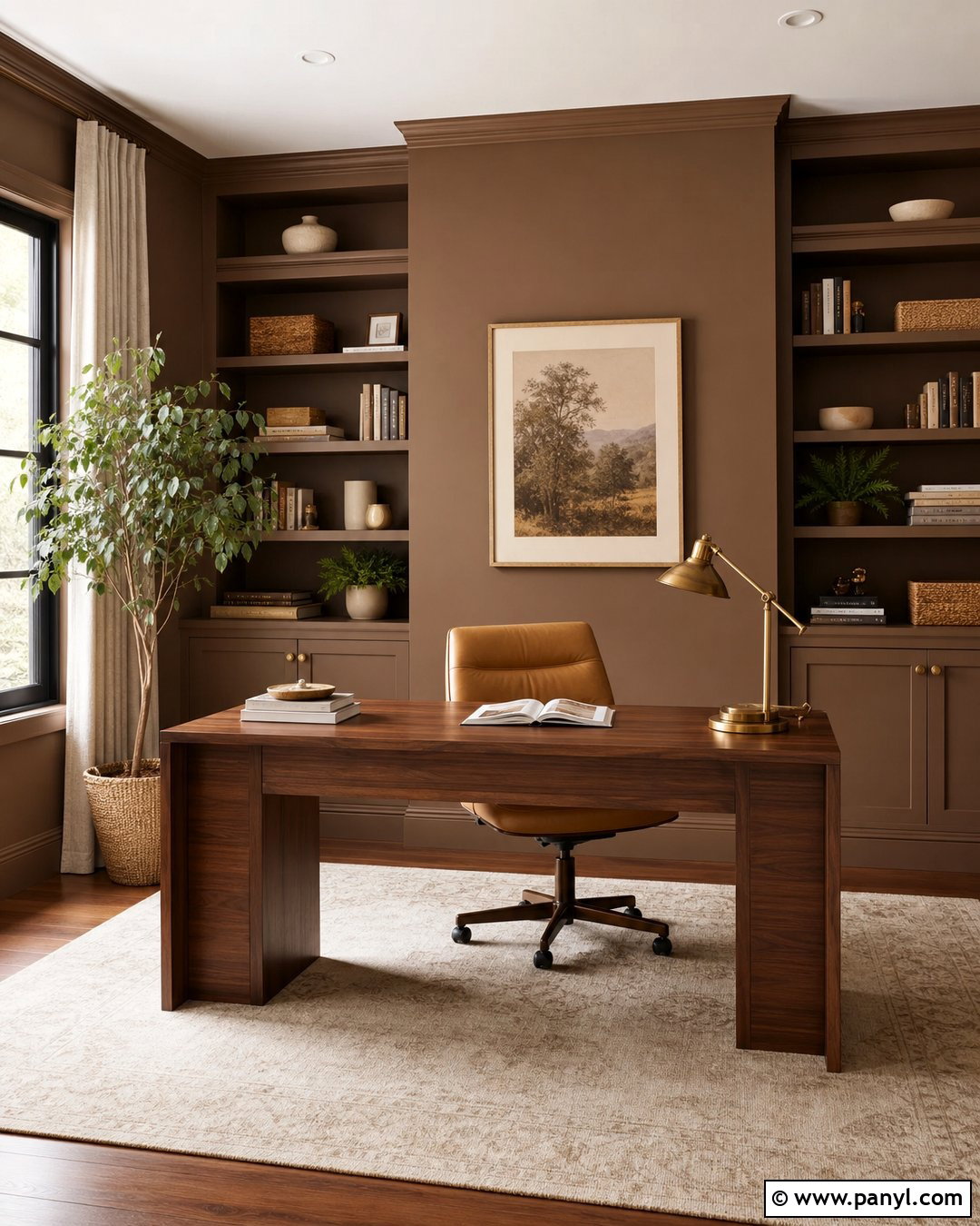Mocha Brown Home Office Walls - 25 Warm Brown Wall Color Ideas
