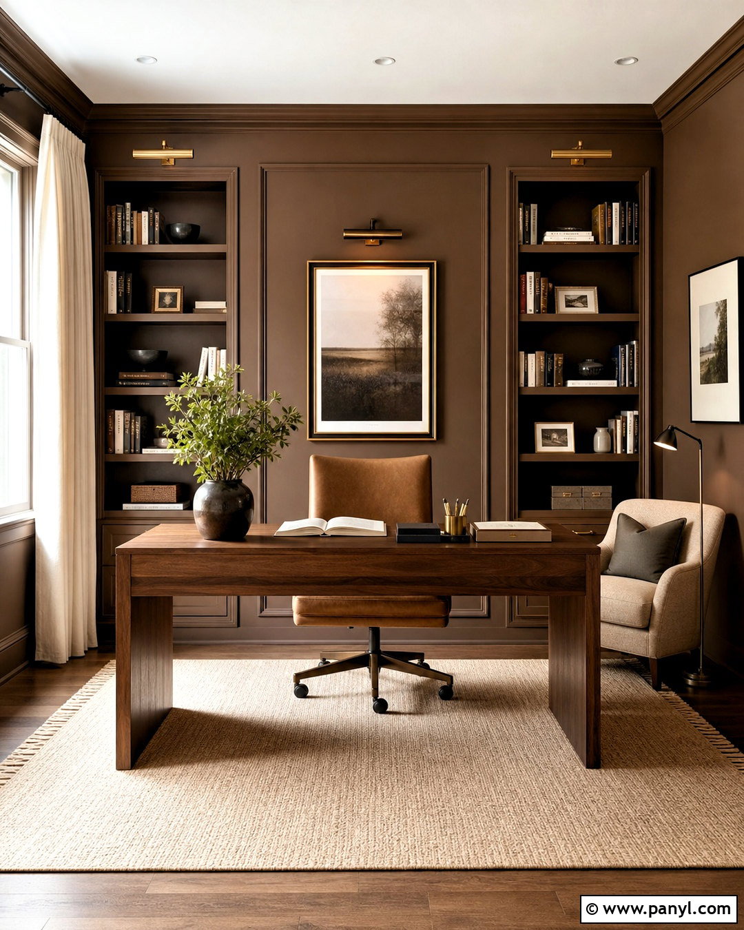 Mocha Brown Home Office - 20 brown rooms paint ideas