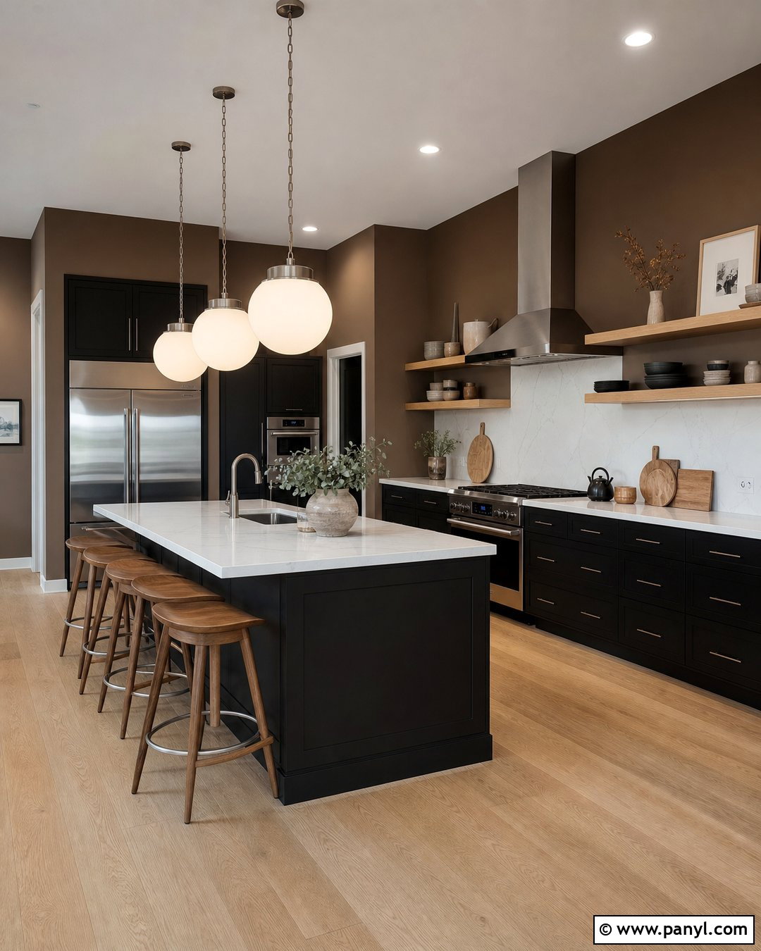 Mocha Brown Kitchen Walls With Black Cabinets - 20 Modern Kitchen With Brown Walls