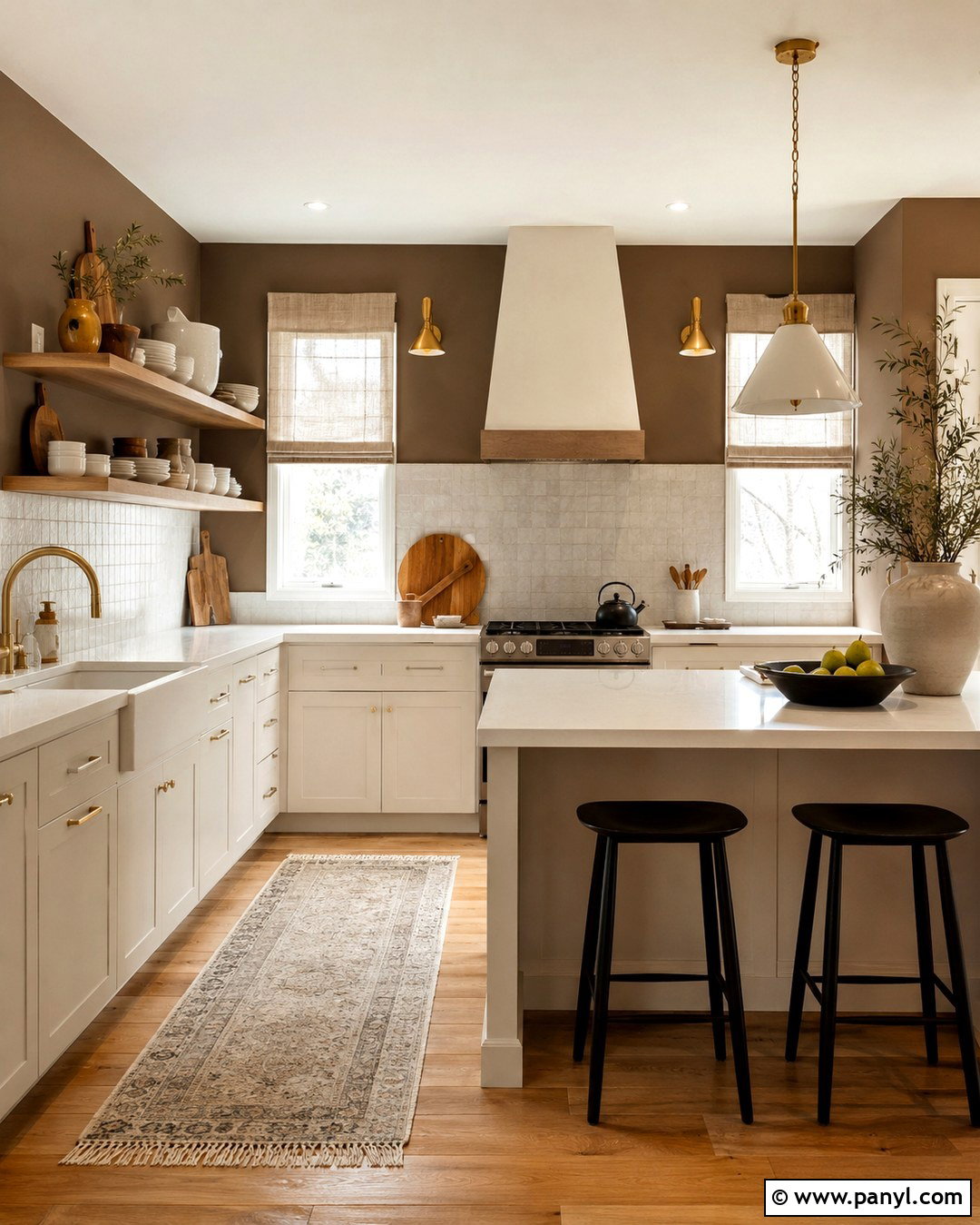 Mocha Brown Kitchen With White Cabinets - 20 Mocha Brown Walls