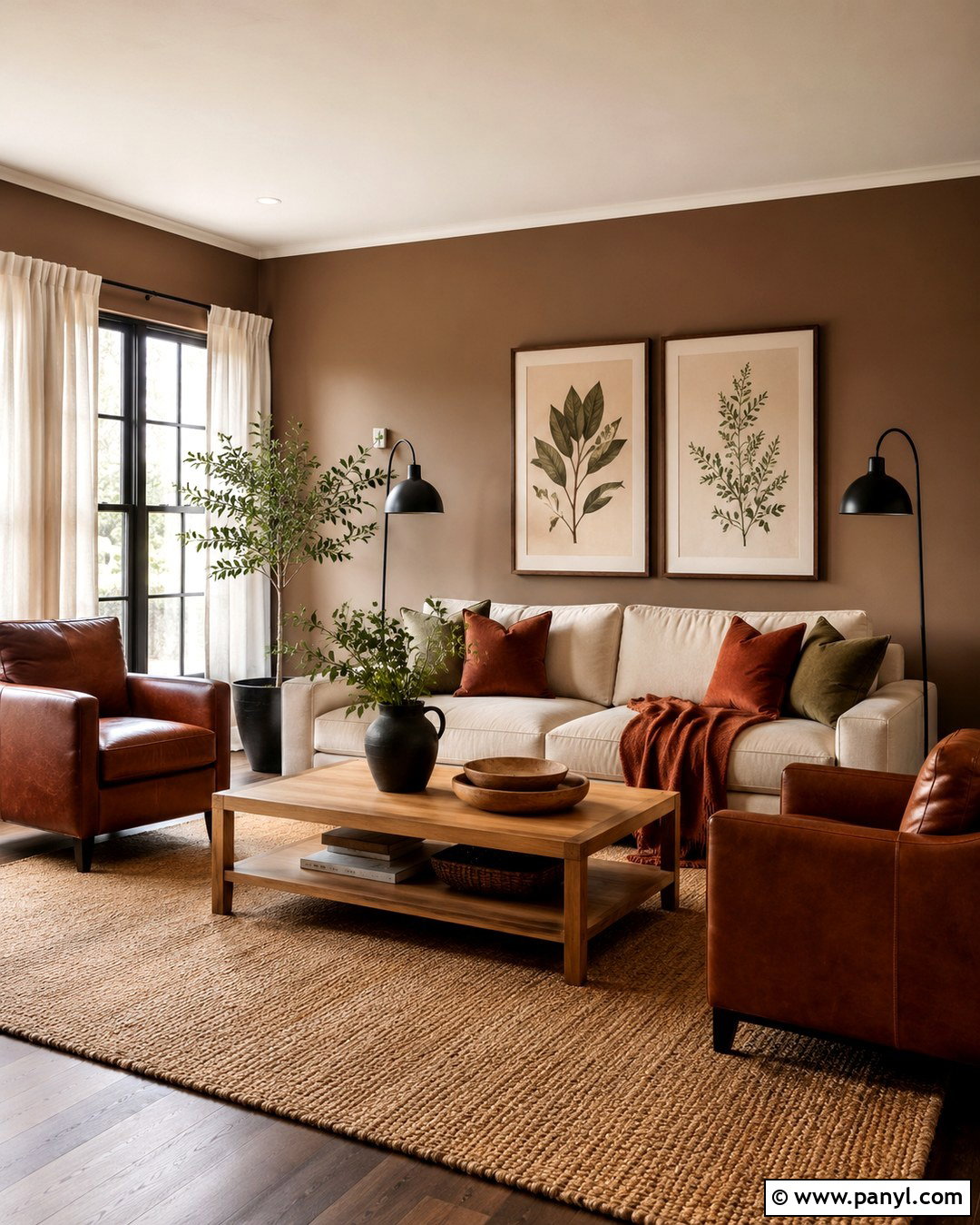 Mocha Brown Living Room With Cream Sofa - 20 Mocha Brown Walls