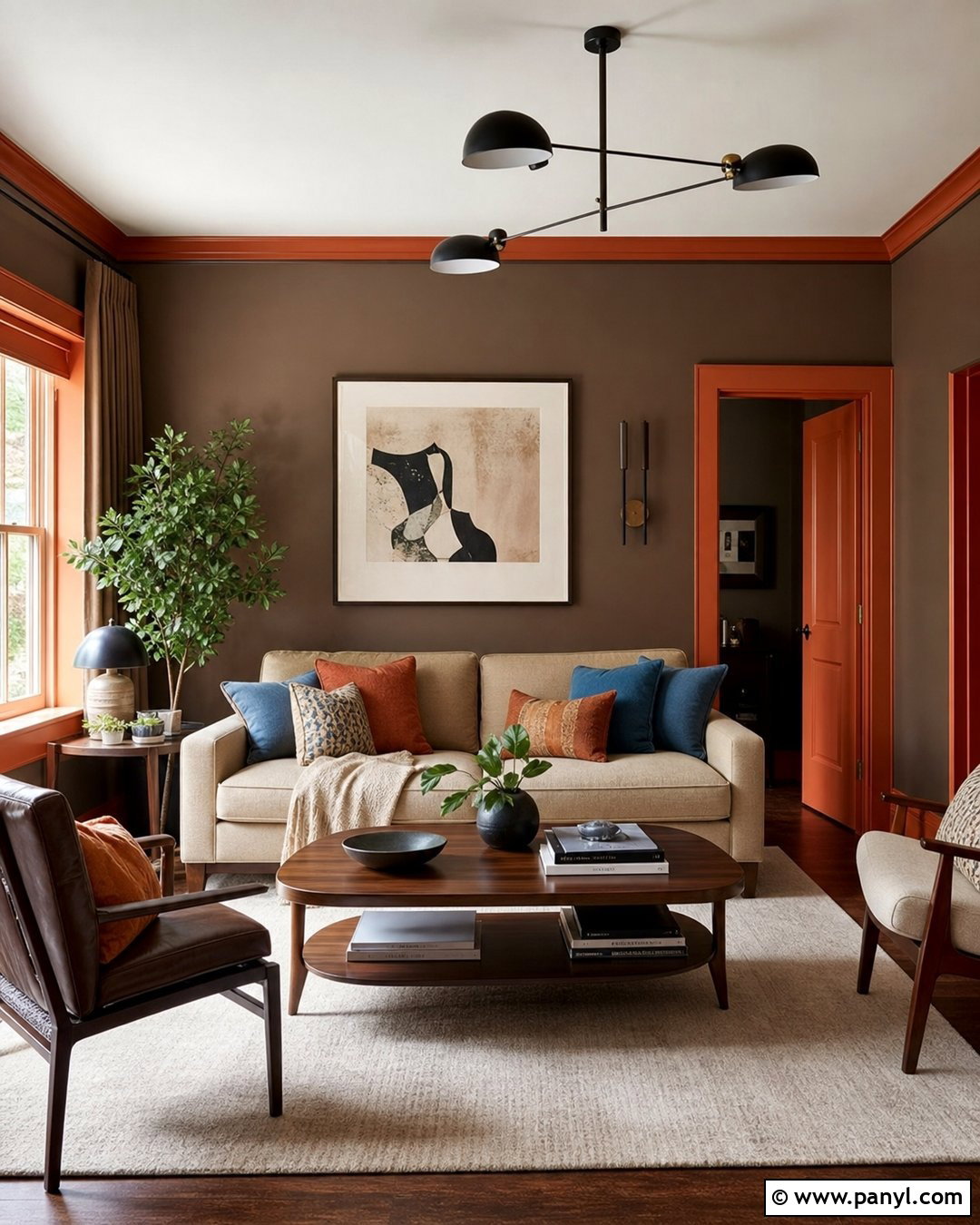 Mocha Brown Wall With Orange Trim - 20 Brown Orange Wall Color Ideas