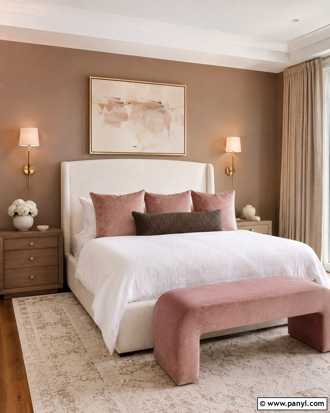 Mocha Brown Walls With Blush Pink Decor - 20 Mocha Brown Walls