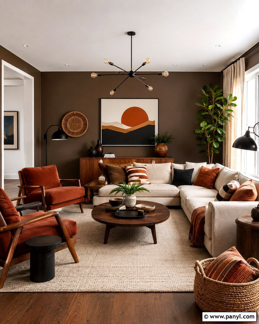 Mocha Brown Walls With Burnt Orange Accents - 20 Mocha Brown Walls