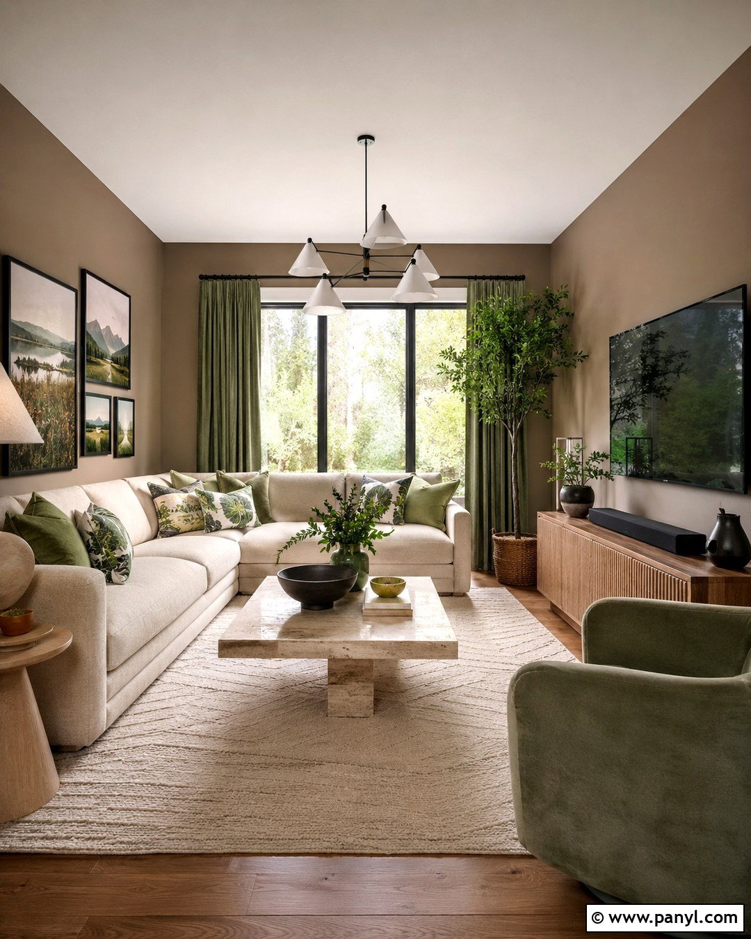 Mocha Brown Walls With Sage Green Decor - 20 Mocha Brown Walls