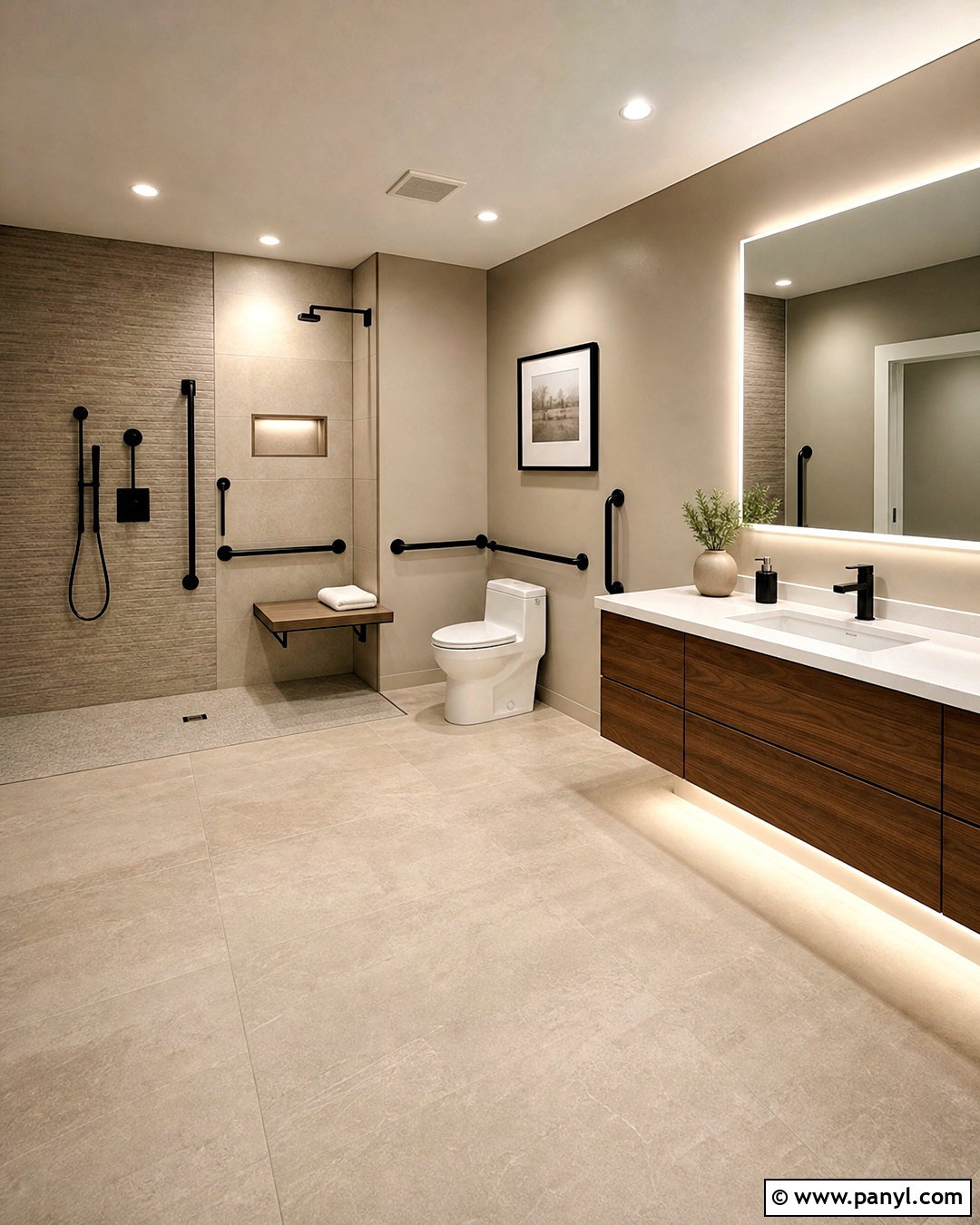 Modern Accessible Beige Bathroom - 20 accessible beige bathroom ideas