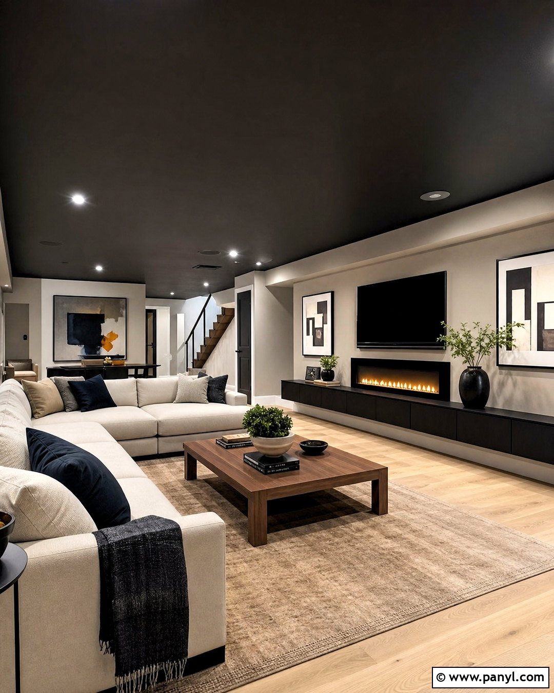 Modern Basement With Black Ceiling - 20 basement with black ceiling ideas