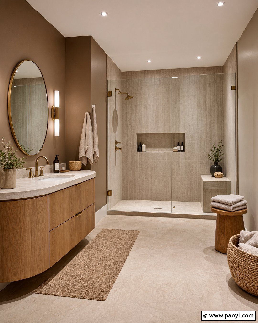 Modern Bathroom With Brown And Beige Walls - 20 Modern Bathroom With Brown Walls