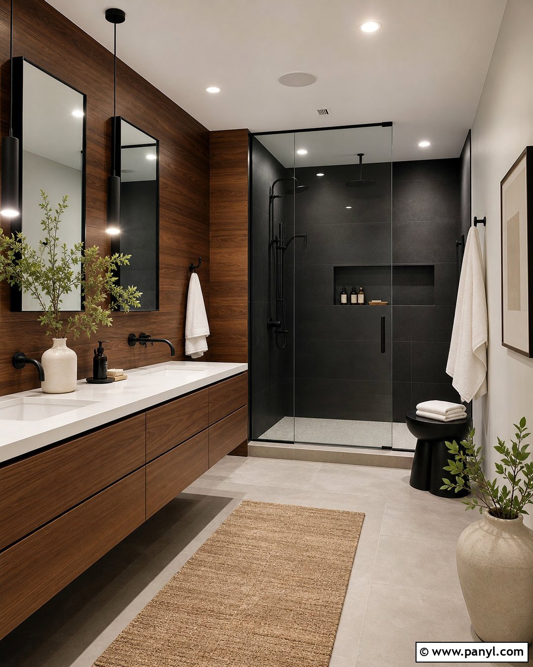 Modern Bathroom With Brown And Black Walls - 20 Modern Bathroom With Brown Walls