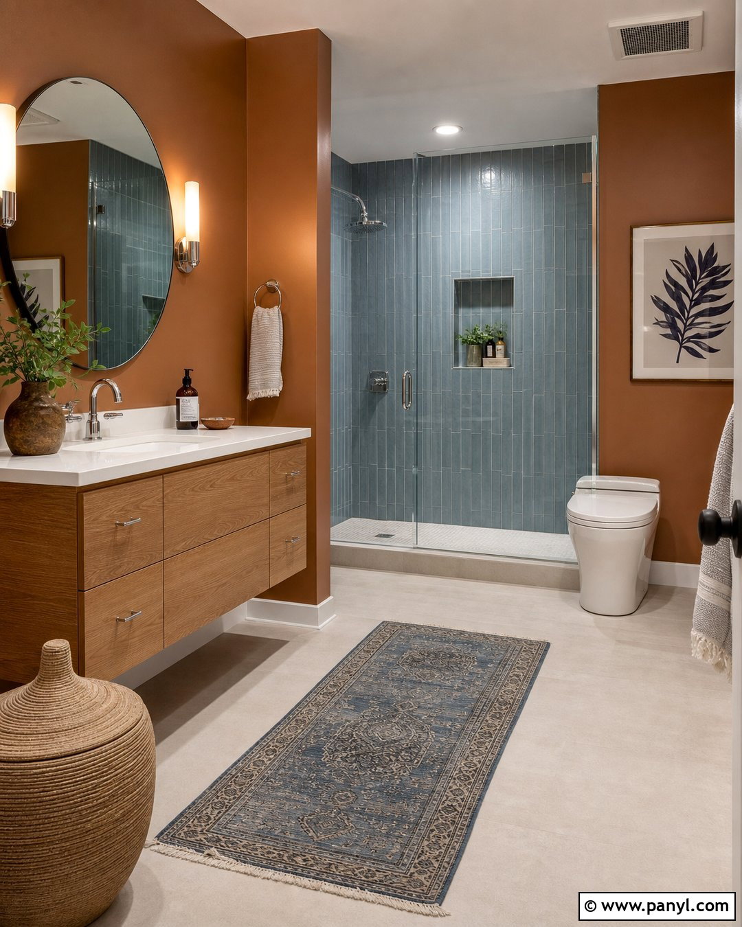Modern Bathroom With Brown And Blue Walls - 20 Modern Bathroom With Brown Walls