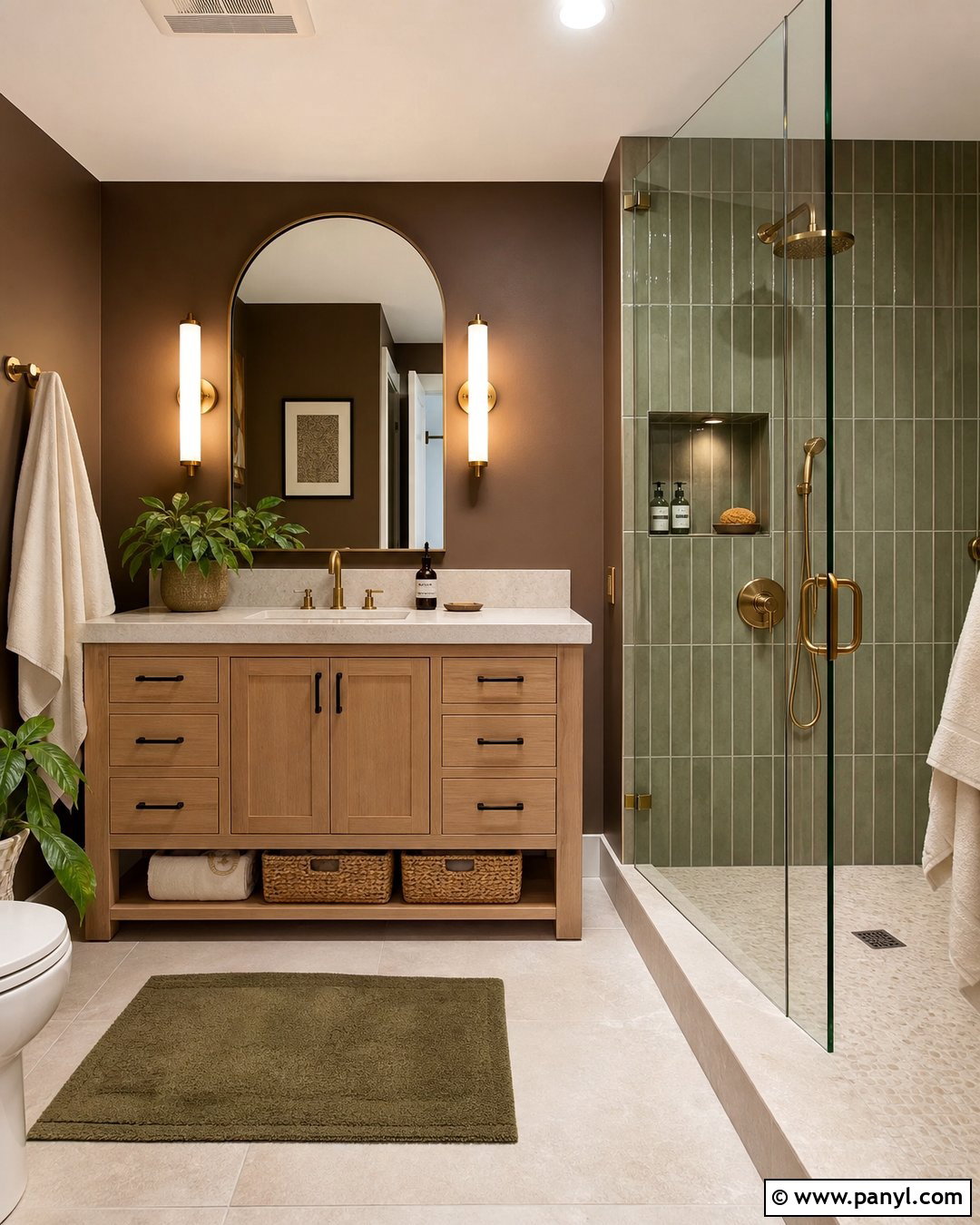 Modern Bathroom With Brown And Green Walls - 20 Modern Bathroom With Brown Walls