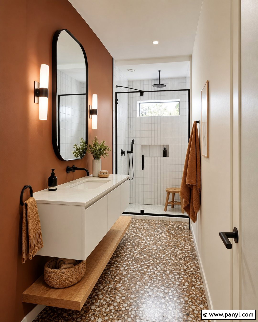 Modern Bathroom With Brown And White Walls - 20 Modern Bathroom With Brown Walls