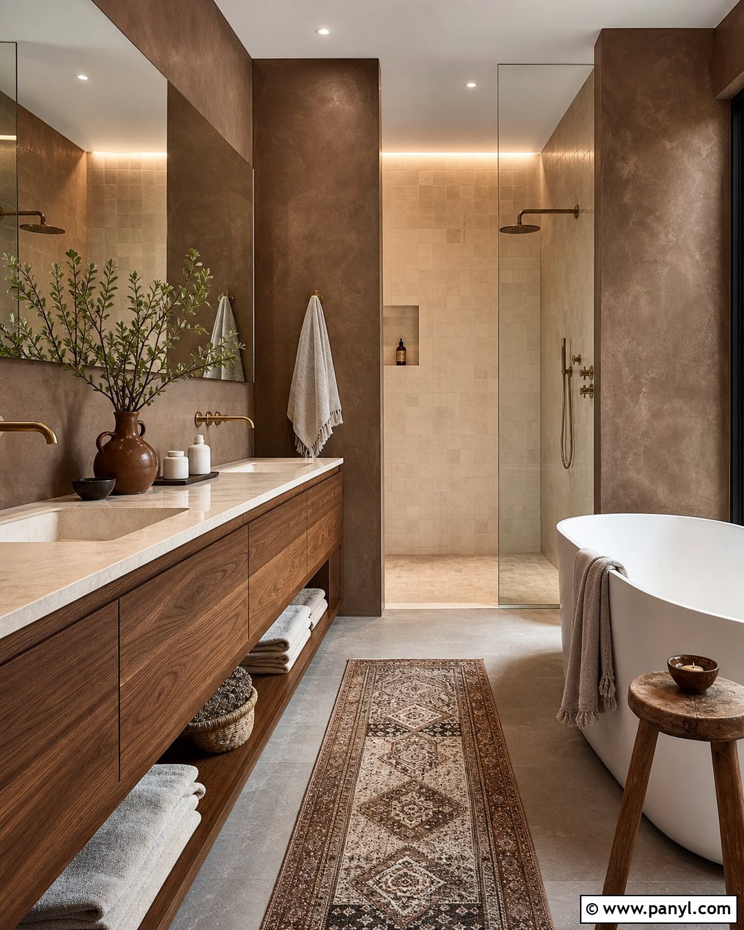 Modern Bathroom With Brown Plaster Walls - 20 Modern Bathroom With Brown Walls