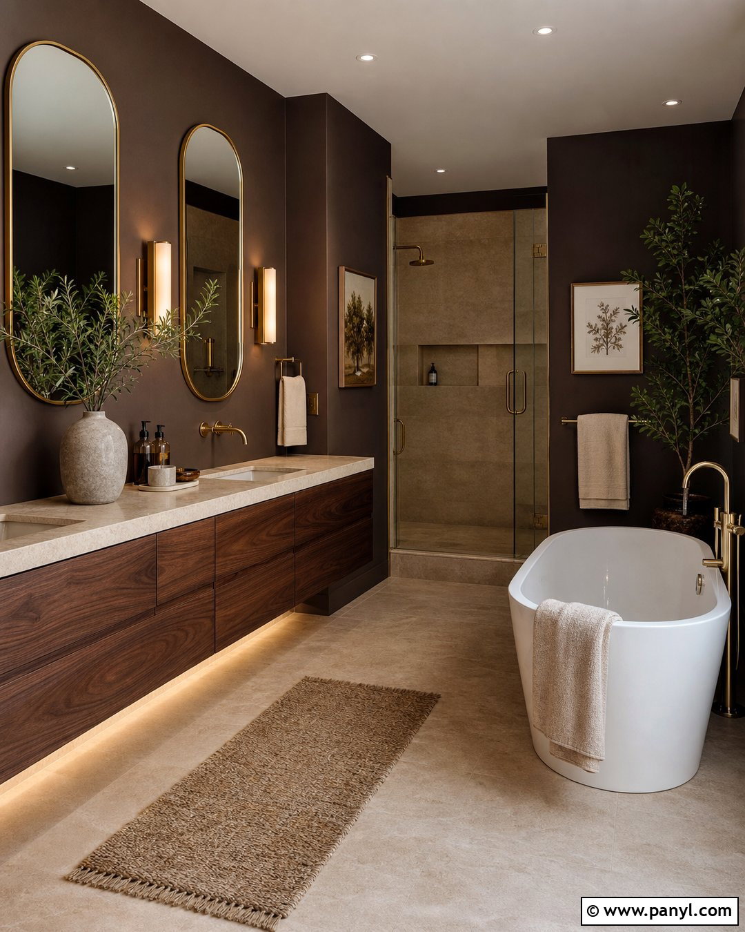 Modern Bathroom With Brown Walls And Gold Fixtures - 20 Modern Bathroom With Brown Walls