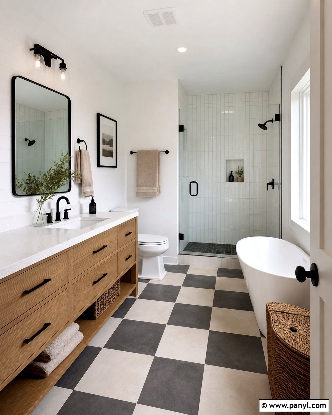 Modern Bathroom With Checkerboard Floor - 20 Modern Bathroom With White Walls