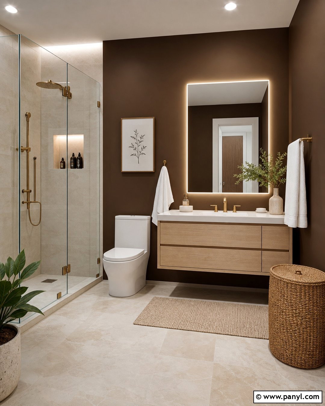 Modern Bathroom With Chocolate Brown Walls - 20 Modern Bathroom With Brown Walls