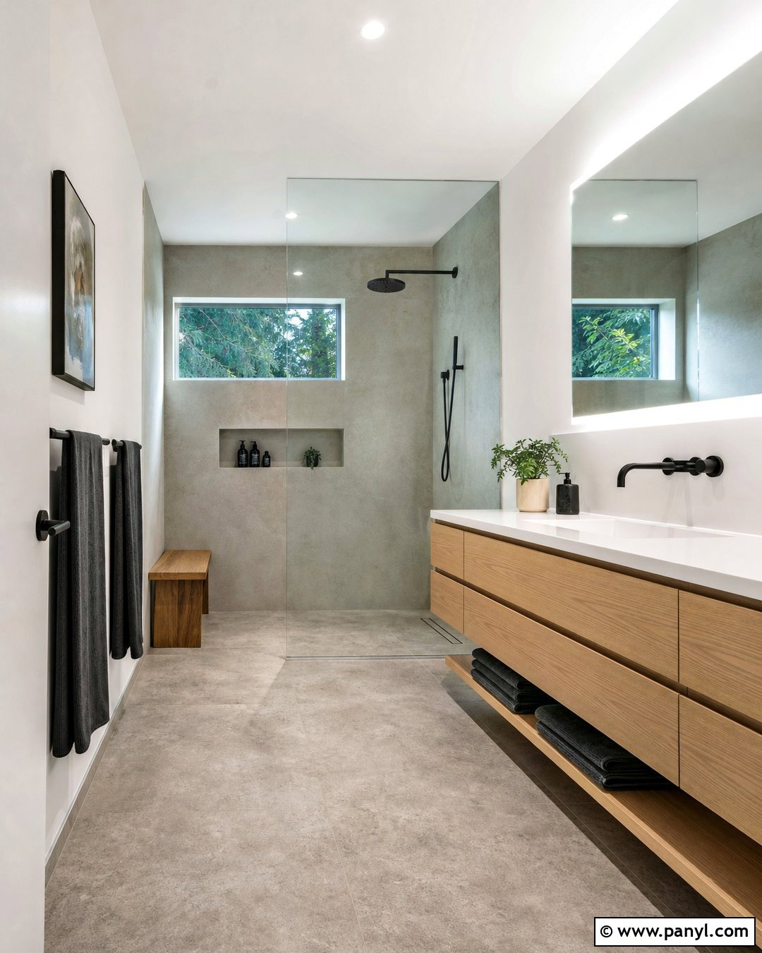 Modern Bathroom With Concrete Accents - 20 Modern Bathroom With White Walls