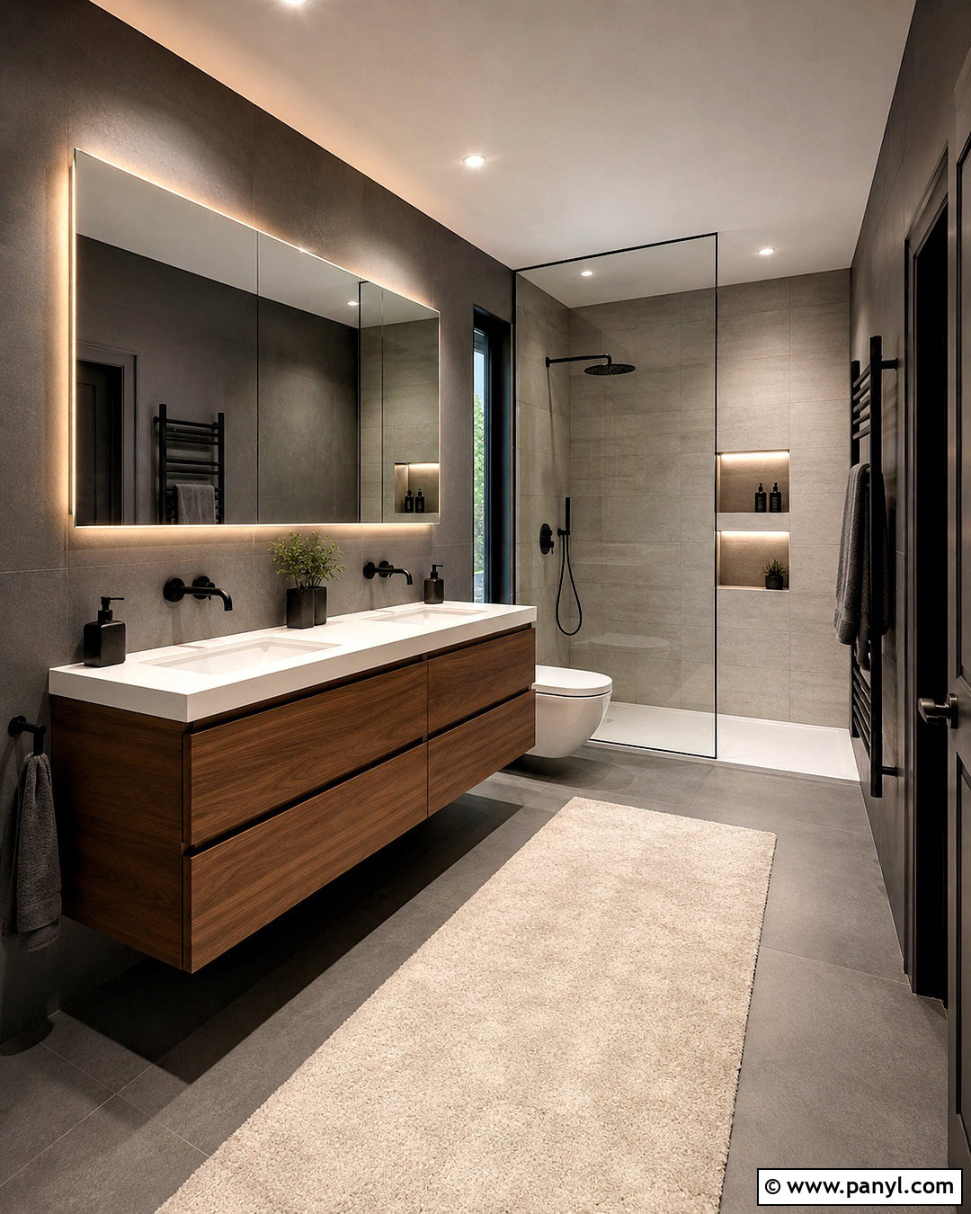 Modern Bathroom With Dark Grey Walls - 20 dark grey bathroom walls