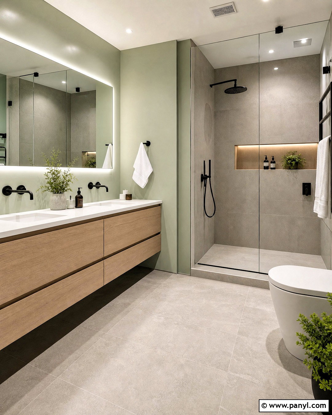 Modern Bathroom With Light Green Walls - 20 light green bathroom walls