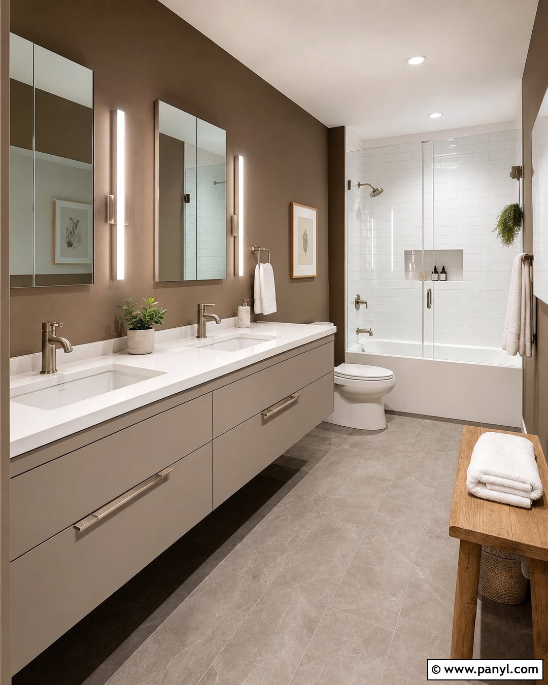 Modern Bathroom With Mocha Brown Walls - 20 Modern Bathroom With Brown Walls