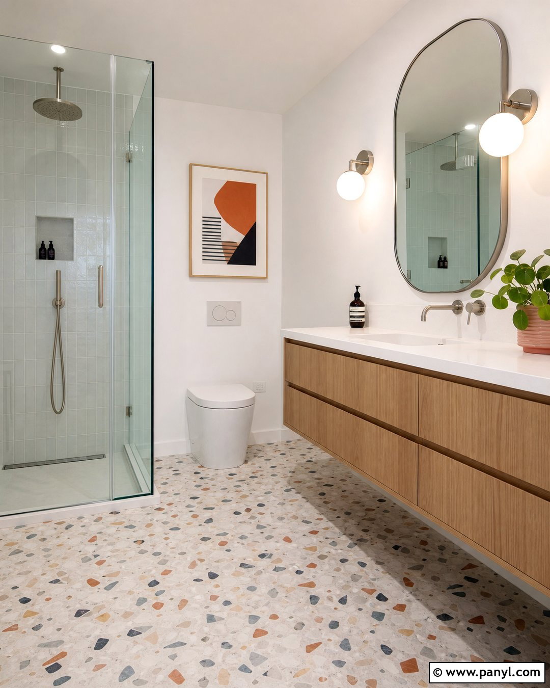 Modern Bathroom With Terrazzo Floor - 20 Modern Bathroom With White Walls