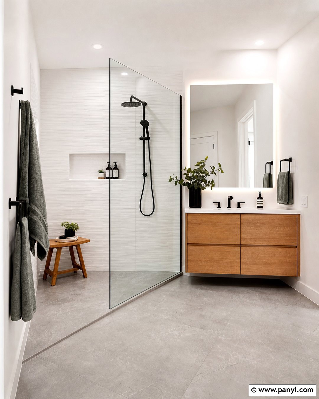 Modern Bathroom With Walk-In Shower - 20 Modern Bathroom With White Walls