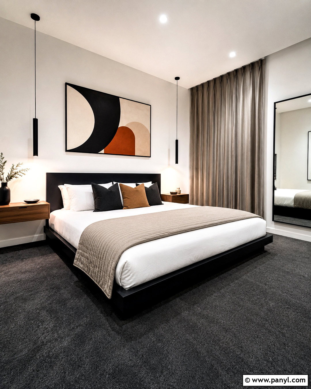 Modern Bedroom With Dark Grey Carpet - 20 dark grey carpet bedroom ideas