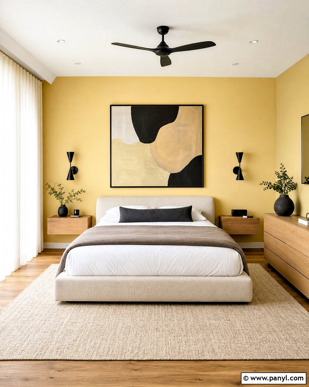 Modern Bedroom With Pale Yellow Walls - 20 pale yellow bedroom walls