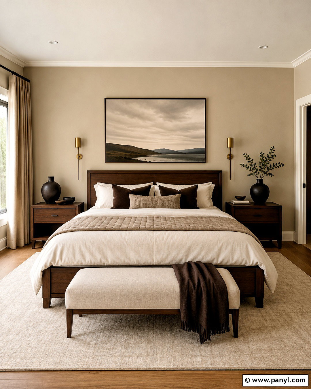Modern Beige Bedroom With Walnut Furniture - 20 modern beige jotun ideas