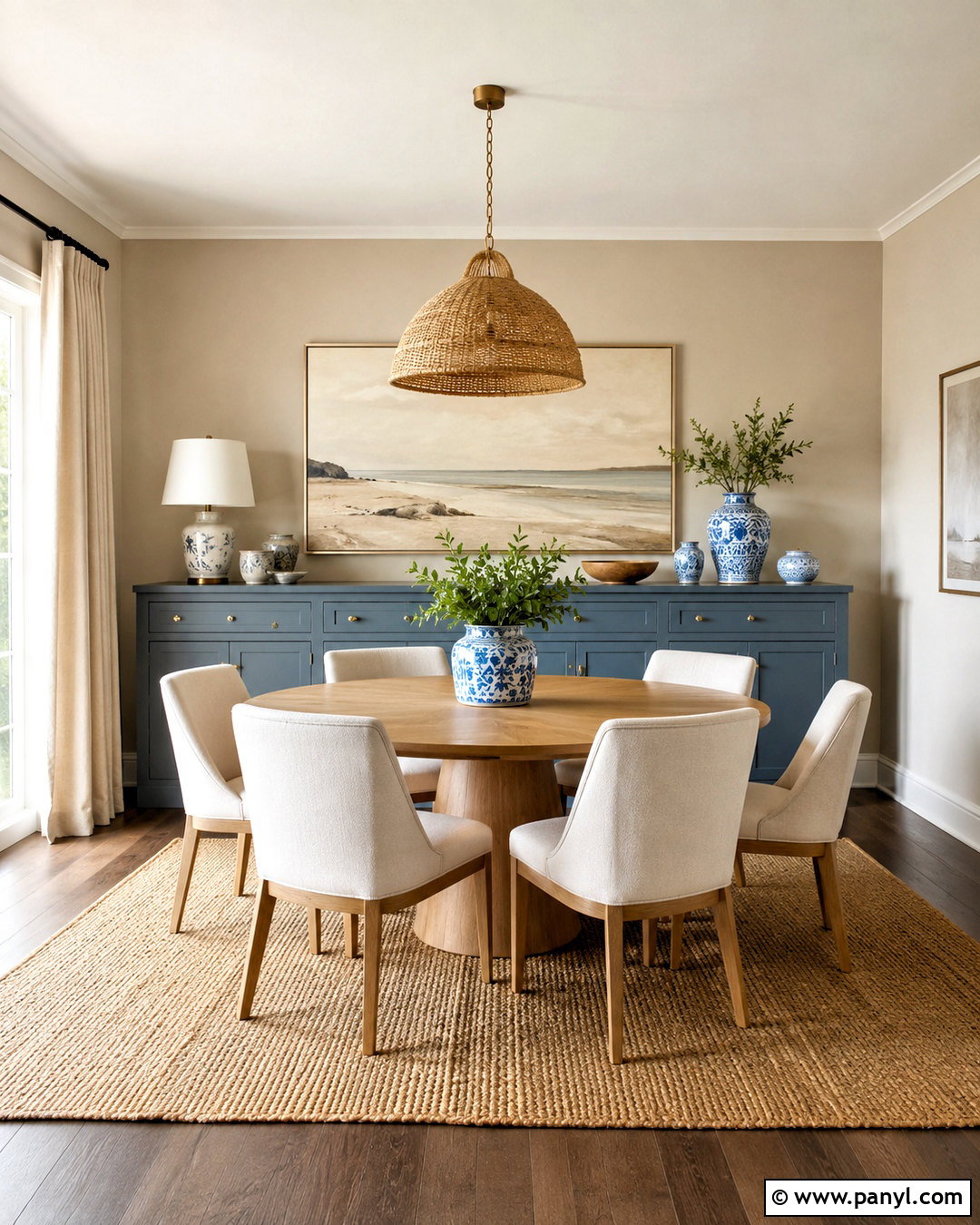 Modern Beige Dining Room With Coastal Blue - 20 modern beige jotun ideas