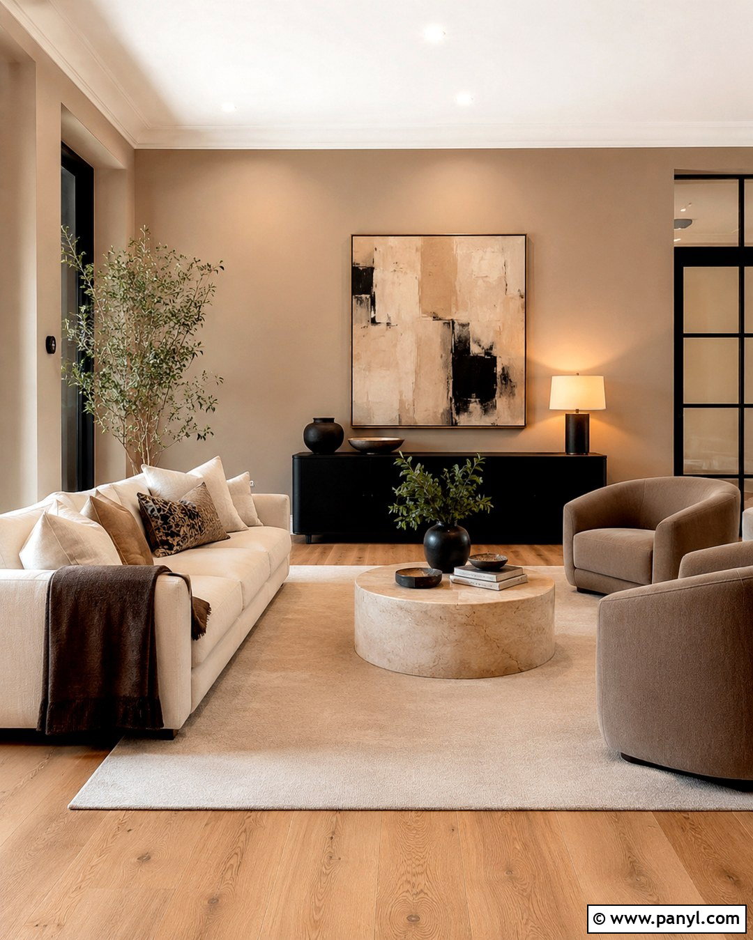 Modern Beige Feature Wall Living Room - 20 Beige Feature Wall Living Rooms