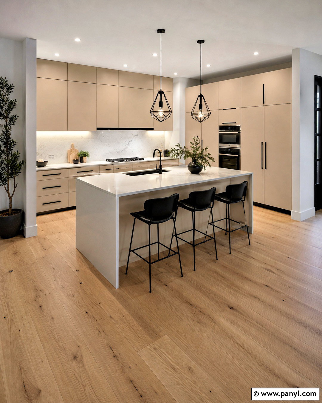 Modern Beige Kitchen With Black Accents - 20 beige colour kitchen ideas