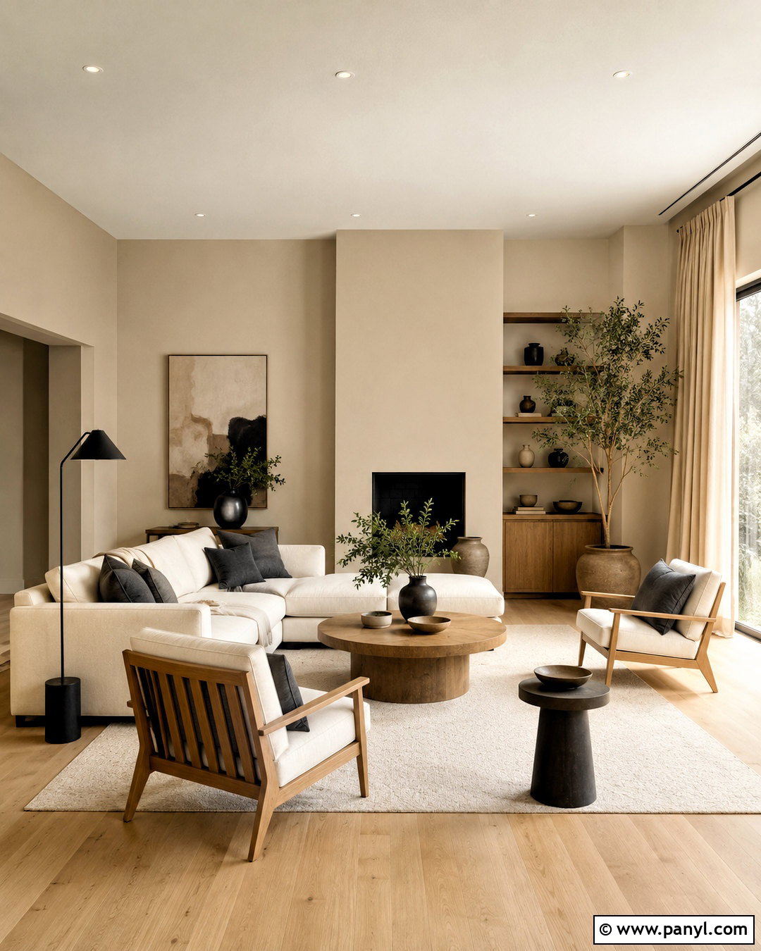 Modern Beige Living Room With Oak Furniture - 20 modern beige jotun ideas