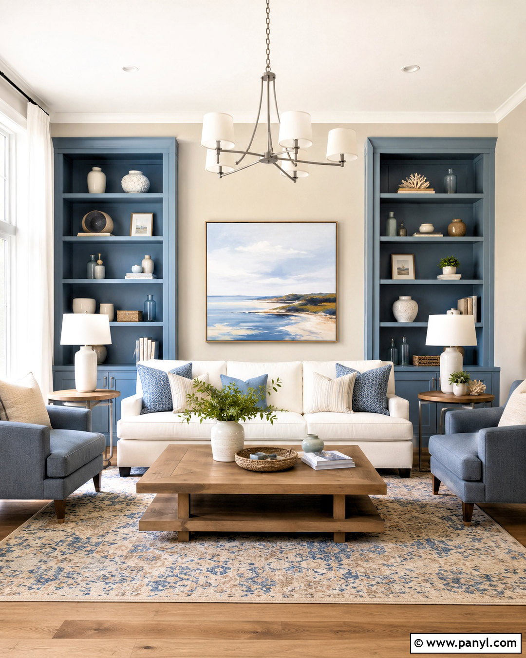 Modern Beige Living Room With Serene Blue - 20 modern beige jotun ideas