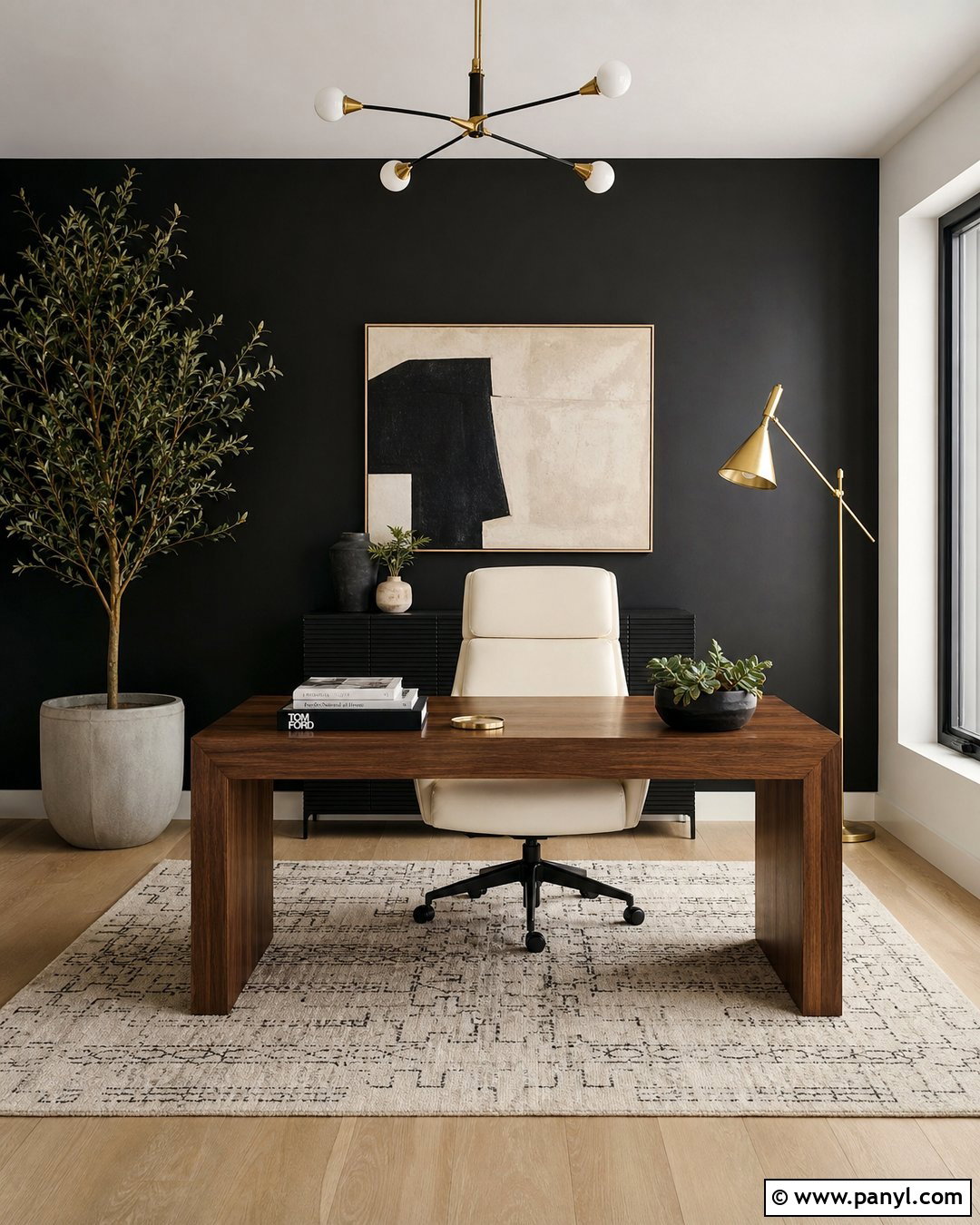 Modern Black Accent Wall Office - 35 Black Accent Wall Office Ideas