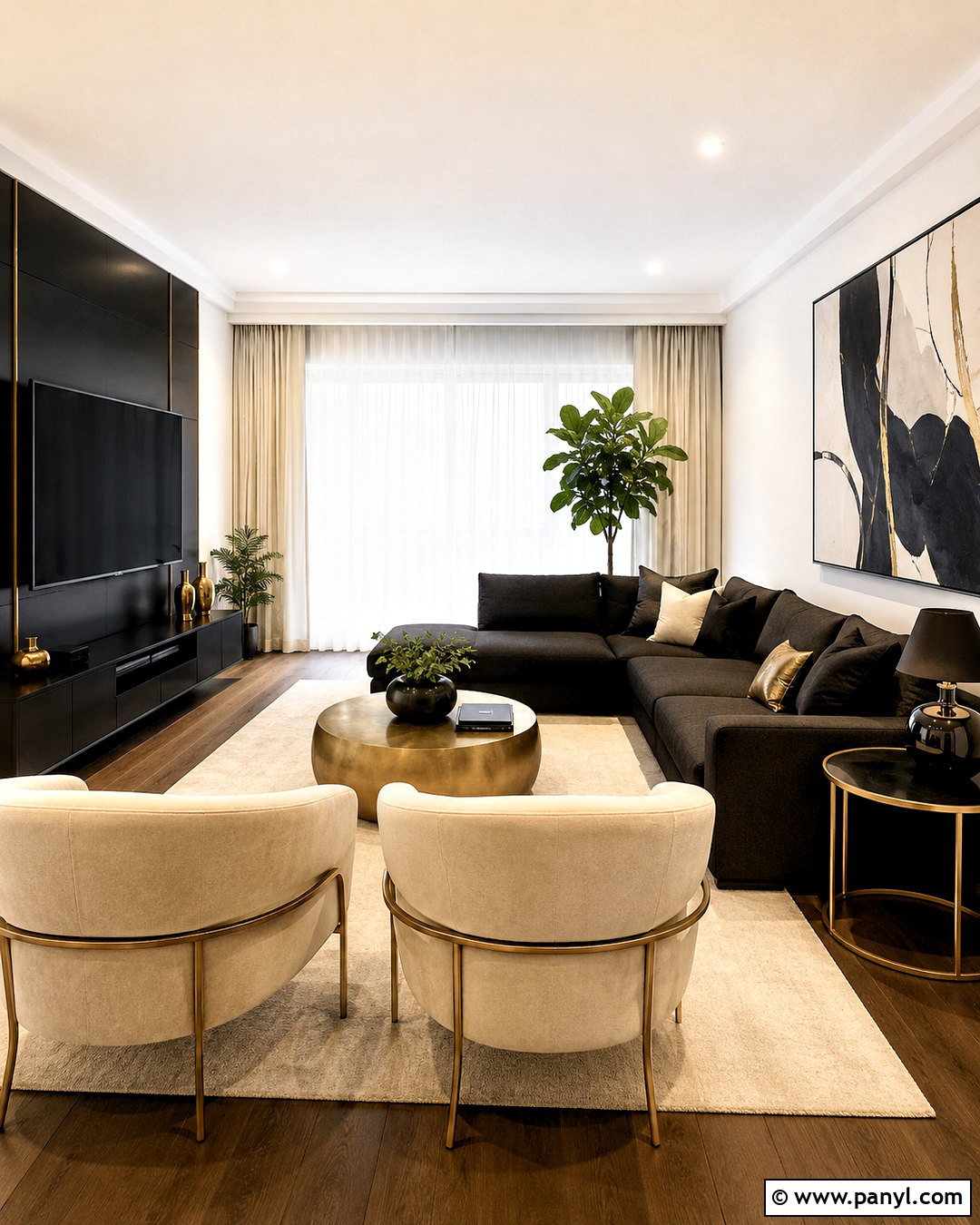 Modern Black And Gold Living Room - 20 black and gold interior design ideas