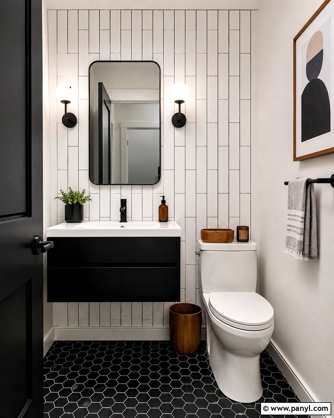Modern Black And White Powder Room - 20 powder room bathroom ideas