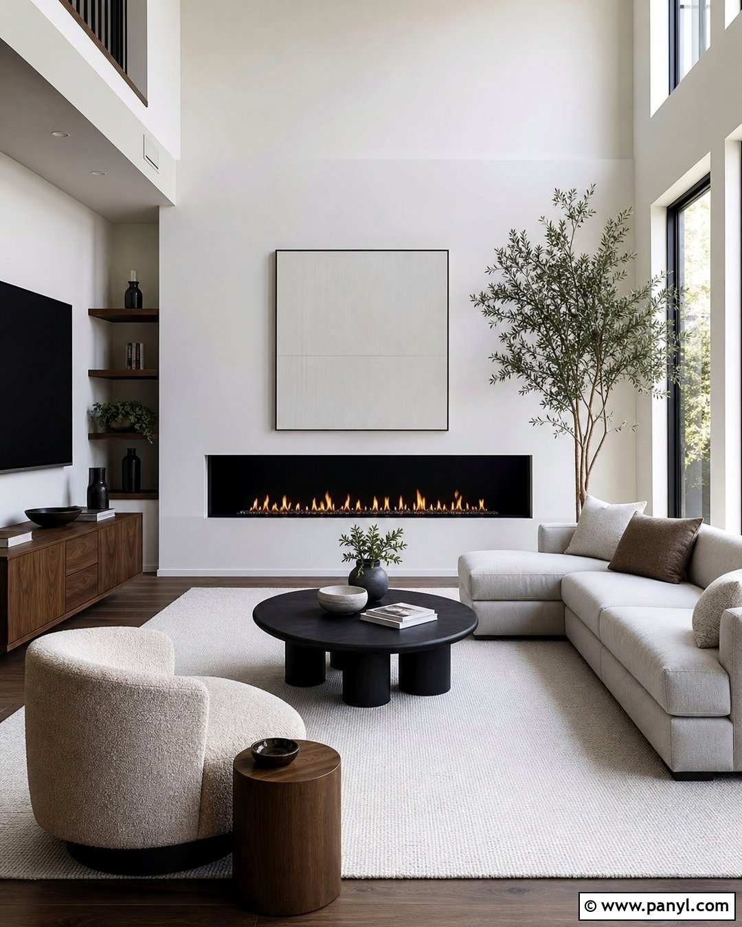 Modern Black Fireplace With White Walls - 35 Black Fireplace White Walls