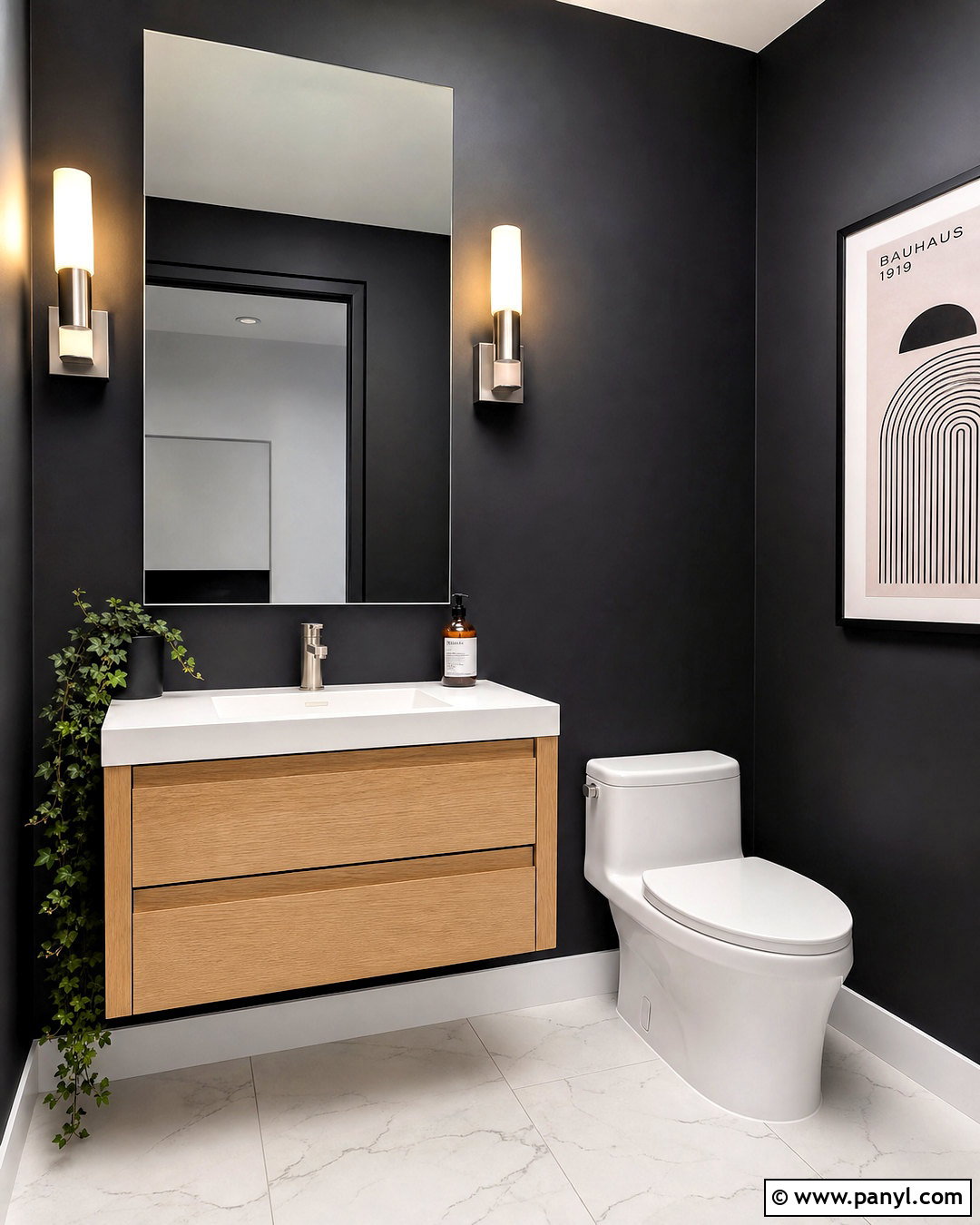 Modern Black Half Bathroom - 20 half bathroom inspiration ideas