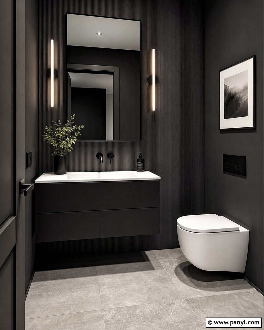Modern Black Half Bathroom - 20 black half bathroom ideas