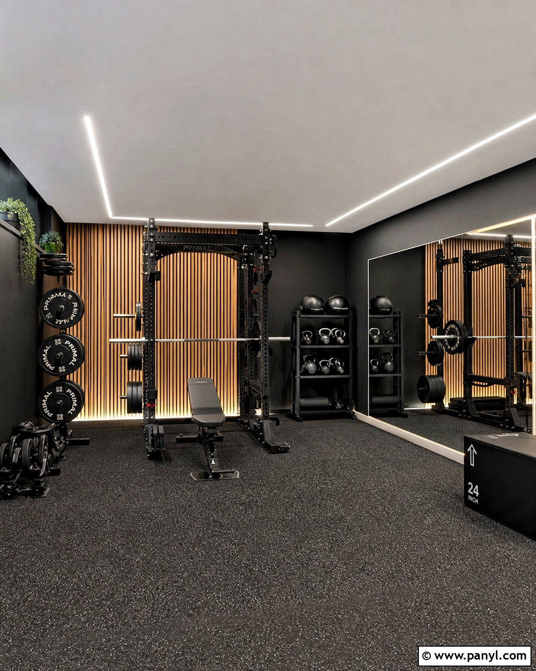Modern Black Home Gym - 20 gym decorating ideas