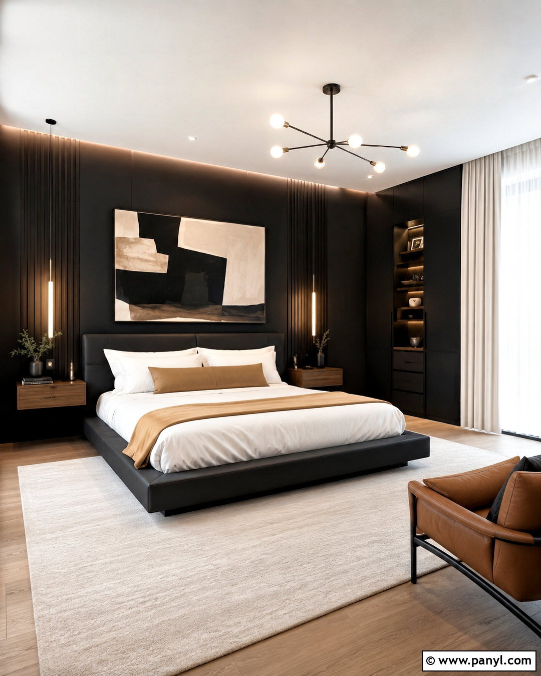 Modern Black Wall Bedroom - 20 black wall in bedroom ideas