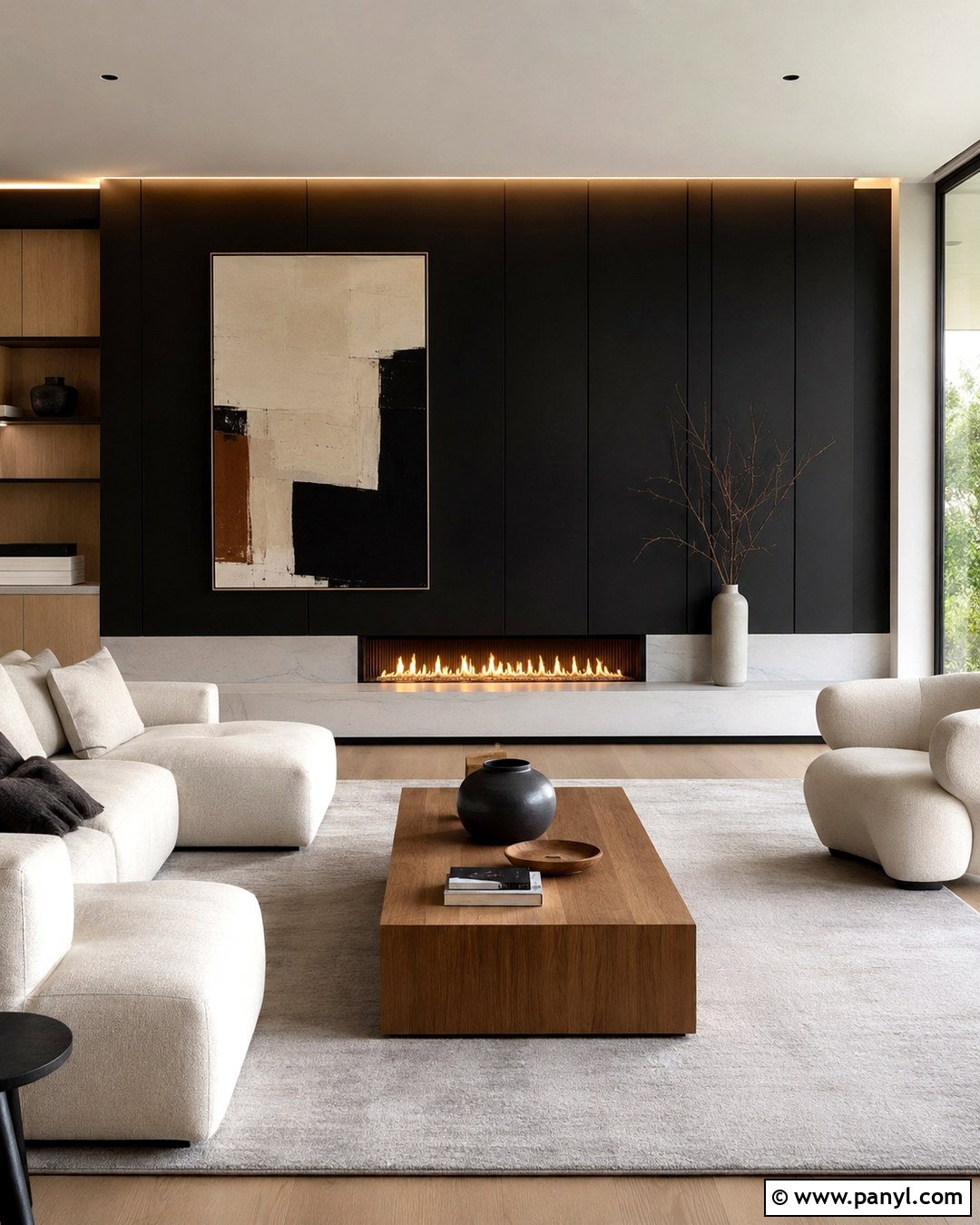 Modern Black Wall With White Fireplace - 20 Black Accent Wall White Fireplace Ideas