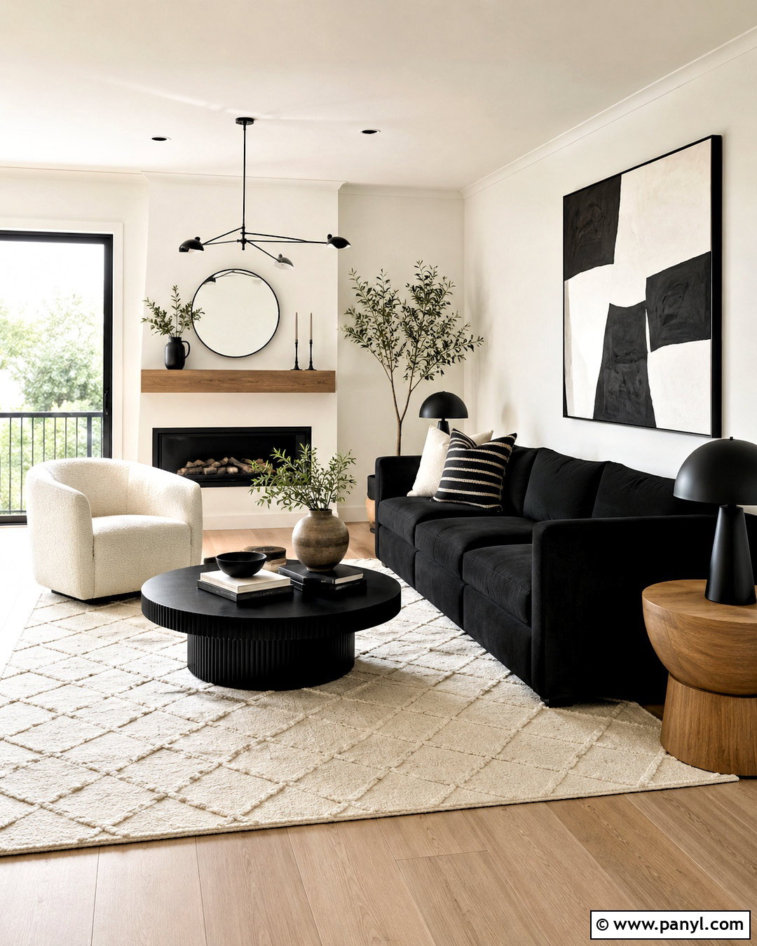 Modern Black and White Living Room - 20 black and white home decor ideas