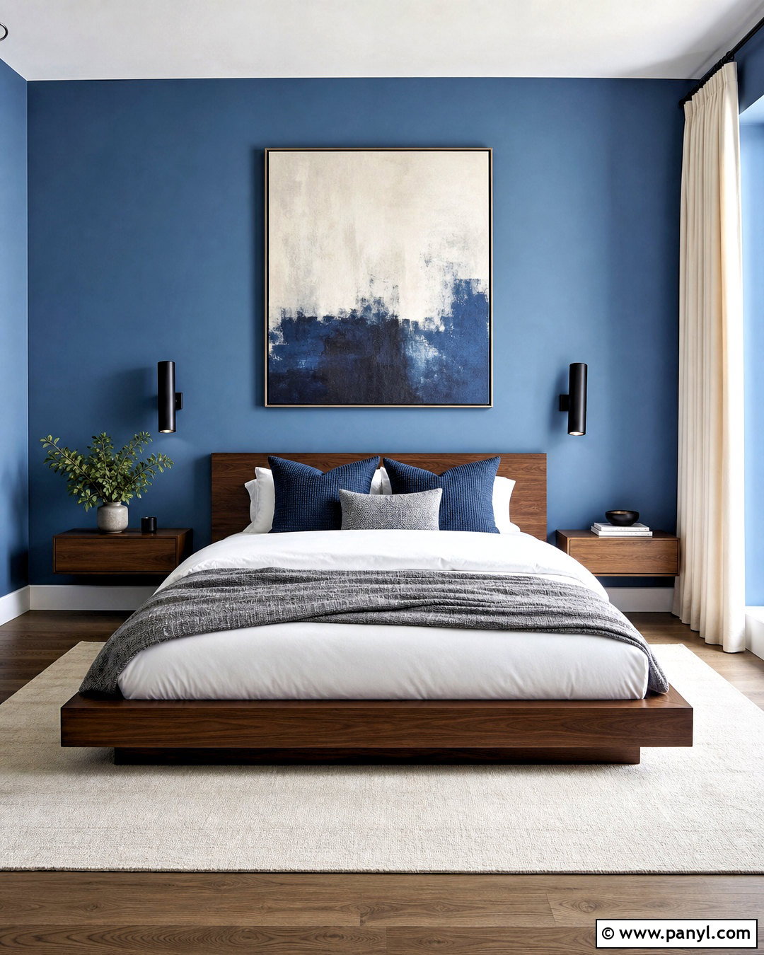 Modern Blue Bedroom With Minimal Decor - 20 bedroom ideas blue walls